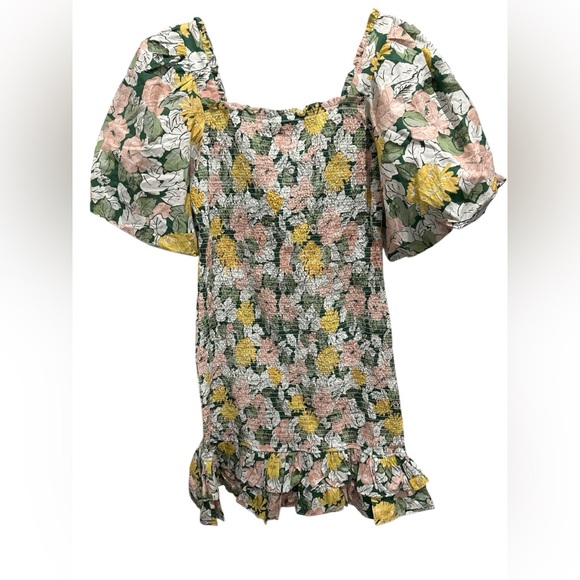 NWT byTiMo Festive Cotton Smocked Minidress Dandelion Floral Size Medium - Picture 6 of 8